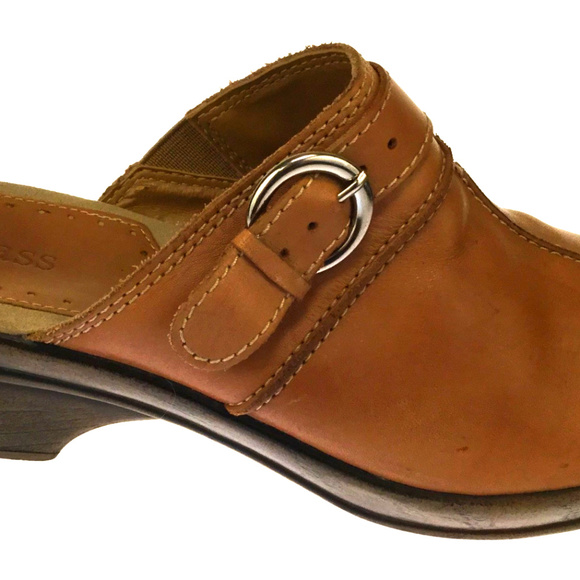 Bass Shoes - Bass Leona Women's Brown Buckle Slip-on Mule sz 7